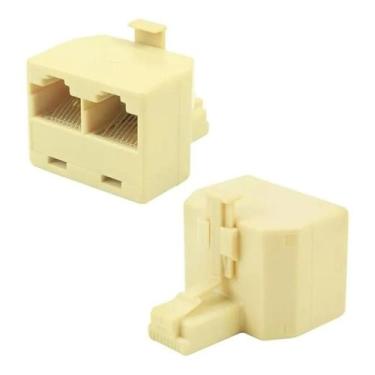 Imagem de Adaptador rj45 1 macho x 2 fêmeas 8p8c - kit c/ 10 unid - TEBERA  SB