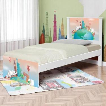 Imagem de Cama Juvenil Zap com Cabeceira Volta ao Mundo - Mais de Casa