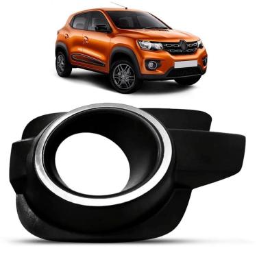 Imagem de Moldura Farol Milha Kwid 2017 A 2020 Preto Friso C/Furo