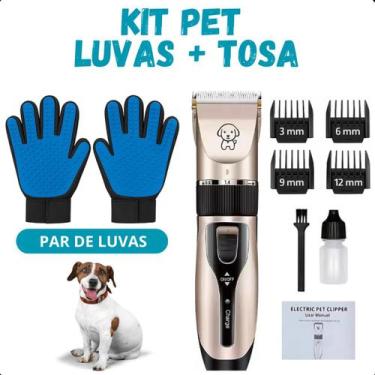 Imagem de KIT Máquininha de tosa + Par de Luvas Tira Pêlos ideal para grooming -
