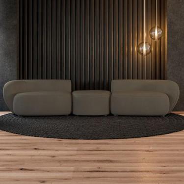 Imagem de Sofá Versátil Sala de Estar Egito 342cm Modulado Veludo Marrom G52 - G
