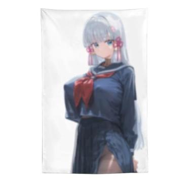Imagem de LIEGBMEU Tapeçaria sexy de anime menina 152 x 228 cm arte de colcha de parede decoração de tapeçaria caprichosa AE13
