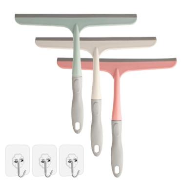 Imagem de 3 peças de rodo de chuveiro para portas de vidro, rodo de janela de carro, ferramenta de limpeza de espelho sem riscos para banheiro, cozinha, pia, bancada, azulejo, vidro, chuveiro, porta, raspador