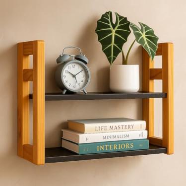 Imagem de Prateleira de Parede Flutuante Industrial em Madeira | Sala Quarto Cozinha | Livros Plantas | 2 Níveis - 50x40cm | Instalação com ou sem furos | Design Moderno, Minimalista – by Ateliê TH Wood Art