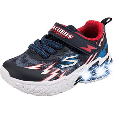 Imagem de Skechers Tênis esportivo masculino Light Storm 2.0 400150l (criança pequena), Azul-marinho/vermelho, 6 Toddler