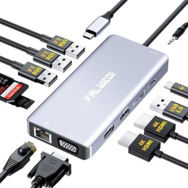Imagem de Estação de ancoragem para laptop FALWEDI 12 em 1 USB C Hub Dual Monito