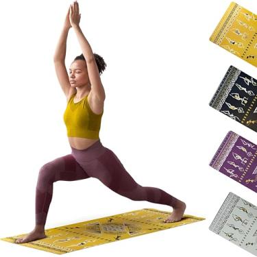 Imagem de Zaveur Tapete de ioga de poliuretano feminino dançante - 68,5 cm L x 185,4 cm C Tapete de meditação com frente de poliuretano premium - Tapete de exercício antiderrapante com parte traseira de