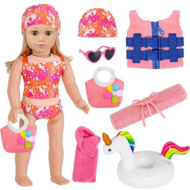 Imagem de Conjunto de roupas e acessórios para bonecas ebuddy Beach com tema 18"
