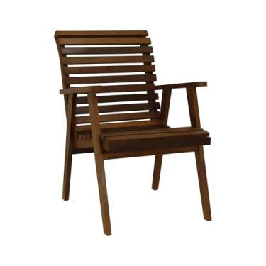 Imagem de Cadeira Summer c/Braços Madeira Imbuia Maciça Assento e Encosto Ripado - Stain Imbuia