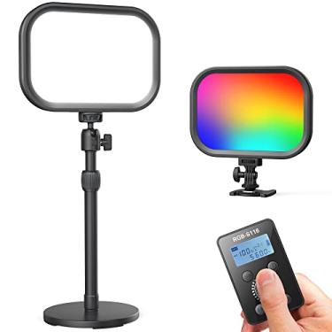 Imagem de RALENO15W RGB Streaming Light, Built-in Battery Key Light with Remote 1%-100% & 2500-8500K Color Temp 360° Color Gamut Adjustable Video Desk Light with Stand for Streaming/Video Recording/Conference