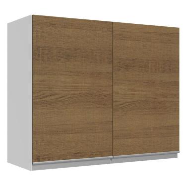 Imagem de Armário Aéreo Acordes Glamy 100% MDF 80 cm 2 Portas Branco/Rustic Madesa