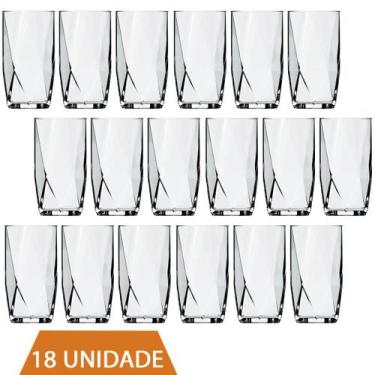 Imagem de Kit Copos 360 ML Vidro Long Drink Transparente Topázio 18Un - CRISTAR