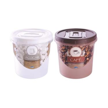 Imagem de Conjunto 2 potes de rosca café e açúcar 1,8 litros plástico - Plasutil