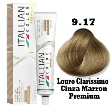 Imagem de Coloração Itallian Color 60g Louro Claríssimo Cinza Marrom Premium 9.1