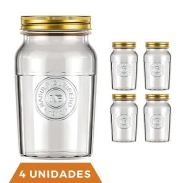 Imagem de 4 Potes Vidro Americano Rosca Alimentos 1,5L Vintage Nadir - NADIR FIG