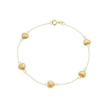 Imagem de Pulseira Coração Ouro 18k Maciça 18cm Feminina - DR Joias