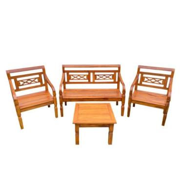 Imagem de Kit Jogo de Banco 4 Lugares Com Mesa de Centro Madeira de Demolição Mo