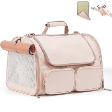 Imagem de FUKUMARU Cat Carrier Airline Approved, Soft Sided Dog Carrier, Collapsible Cat Travel Bag, Under 44 lb Small Medium Large Pet Carrier, Rollable Cover for Nervous Cats, Pink