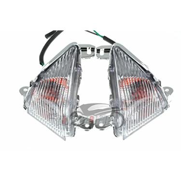 Imagem de Compatível com Kwasaki 2006-2007 Ninja ZX-10R 2008 -2016 1400GTR 2008-2017 Concours 14 /Concours 14 ABS; Idicador de luz piscante frontal/traseiro (luz frontal + lâmpadas, lente transparente)