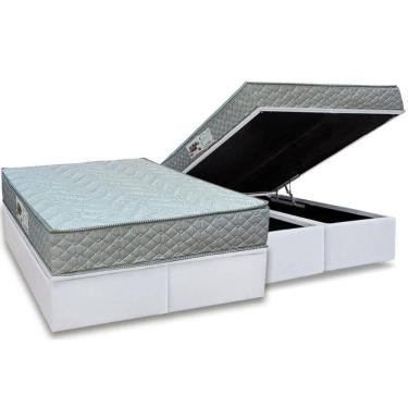 Imagem de Cama Box Baú King: Colchão Espuma D45 Paropas Pasquale Gray + Base CRC Linhão White (193x203)