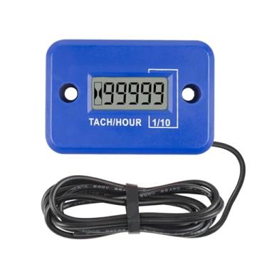 Imagem de Taikemeti Tacômetro, visor de 4 tempos de RPM em tempo real e tempo total acumulado, design à prova d'água adequado para motos, quadriciclos e motos de neve (azul)