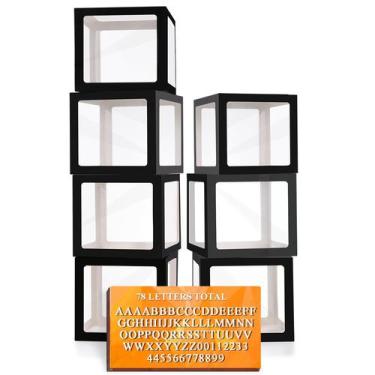 Imagem de Caixas de balão Ledido pretas transparentes com 78 letras, 7 unidades