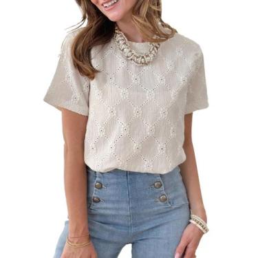 Imagem de Camiseta feminina Dokotoo de manga curta de verão branca tamanho S