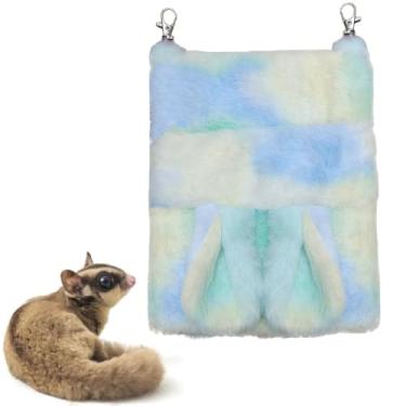 Imagem de Paxikaka Sugar Glider Bolsa de dormir colorida quente com design de orelha longa para pendurar saco de dormir para rato pequeno, hamster, planador de açúcar, esquilo, gerbilo