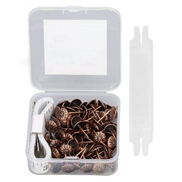 Imagem de Tachas para Estofados para Móveis 100 Peças Tachas para Móveis Em Aço Carbono Com Caixa de Armazenamento, Alfinetes Decorativos Com Régua de Tecido, Apoio de Braço para