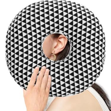 Imagem de Travesseiro de piercing de orelha, travesseiro de orelha para pessoas que dormem de lado com um orifício de orelha, donut, CNH, inflamação, alívio de pressão, protetores de alívio da dor, fronha