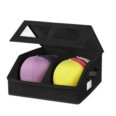 Imagem de RZMAYIS Armazenamento de chapéus para bonés de beisebol - comporta até 24 bonés, organizador de chapéus para armário, caixa de chapéu empilhável com papelão, organizador de bonés de beisebol à prova