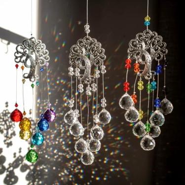 Imagem de TUOKING 3 peças de apanhadores de sol de cristal para pendurar na janela, árvore da vida, cristais coloridos, bola de prisma, pingente, apanhadores de sol, arco-íris, ornamento, presente, decoração de