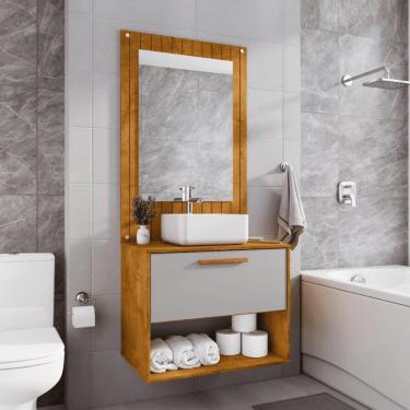 Imagem de Conjunto Gabinete Com Espelheira Para Banheiro Zenit Naturalle Off-white