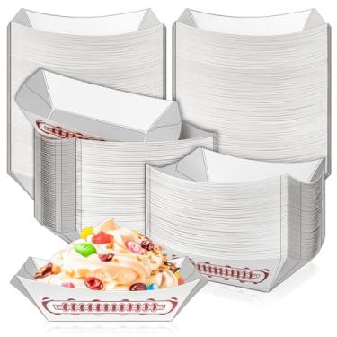 Imagem de MotBach Pacote com 200 bandejas de papel pequenas de 1/1,8 kg, decorações de futebol, lembrancinhas de festa, recipientes de prato descartáveis, bandeja de papel para servir comida de 0,1 kg, tigela