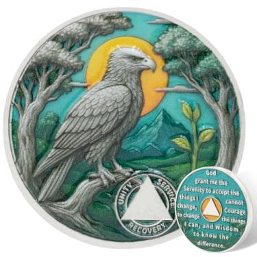 Imagem de Leafence Moeda Águia AA Sobriedade Alcoólicos Anônimos Recovery Coin Serenity Prayer AA Chips and Medalhões Sober Token Sobriety Recovery Coins Gifts (Moeda Sobriedade Águia Voando, 0 Ano em branco)