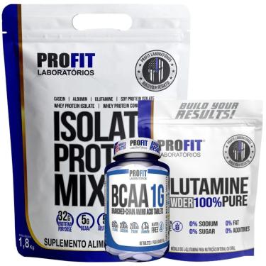 Imagem de WHEY ISOLADO 1,8KG l GLUTAMINA PURA 300G l BCAA 1G 60 TABLETS l PROFIT-Unissex