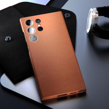 Imagem de Capa de couro para Samsung Galaxy S23 S22 Ultra Plus, capa de luxo à prova de choque, proteção completa para S23ultra S22ultra (para S22Ultra/marrom)