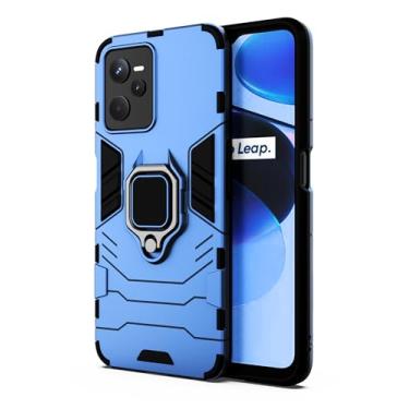 Imagem de SORAKA Capa para realme Narzo 50A Prime com suporte para anel Capa Slim Fit de TPU macio Capa realme C35 4G com placa de metal para suporte magnético de telefone para carro
