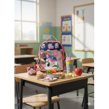 Imagem de Lancheira Térmica Escolar Puket Unicórnio Tênis Azul Marinho