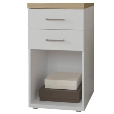 Imagem de Gaveteiro Multiuso Tampo Tamburato 40cm Olmo Branco TOK ARTY