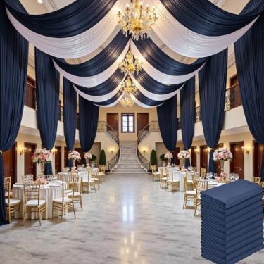 Imagem de Cortina de teto marfim de 1,5 m × 20 pés para festas de casamento, tecido drapeado de poliéster sem vincos, cortina creme marfim para festa, barraca, hotel, banquete, salão, decoração de teto, 10