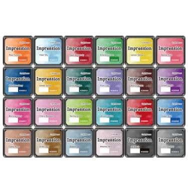 Imagem de CraftyManor Mini borrões de tinta para carimbos, base de água Halo Dye Stamp Pad para álbuns, artesanato DIY scrapbook suprimentos para adultos (24 cores)