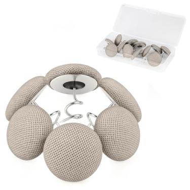 Imagem de Tachinhas decorativas de estofamento com cabeças de pano, pinos torcidos para capas, saias de cama, instalação de forro de cabeça (12, marrom claro)