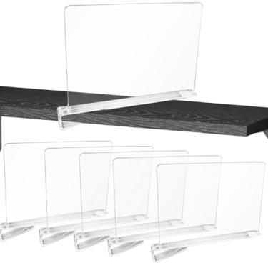 Imagem de Jtuxcke 6 peças de organizador de bolsa para armário, divisórias de prateleira de acrílico transparentes divisórias de armário para prateleiras grossas de arame de madeira separadores de prateleira de