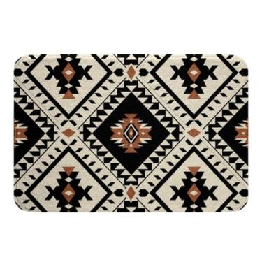 Imagem de Erosebridal Tapete de banheiro ocidental boho asteca antiderrapante tapete de banheiro geométrico do sudoeste para banheiro tapete de porta rústico de casa de fazenda para quarto, tapete de entrada