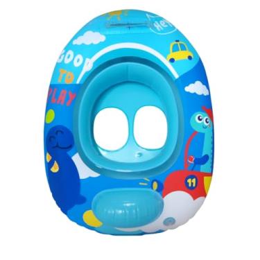 Imagem de Boia Inflável Infantil com Assento – Modelos Animais, Carros, Unicórnio, Tubarão e Muito Mais – Brinquedo de Piscina e Praia para Crianças (Boia Inflável Menino Azul)