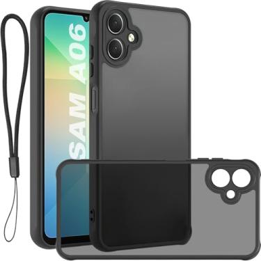 Imagem de USTIYA FG Capa para Samsung Galaxy Case Matte Acrílico Uso Resistente Protetora de Câmera Capinha Acessórios para Celular com Cordão Preto (Samsung A06)