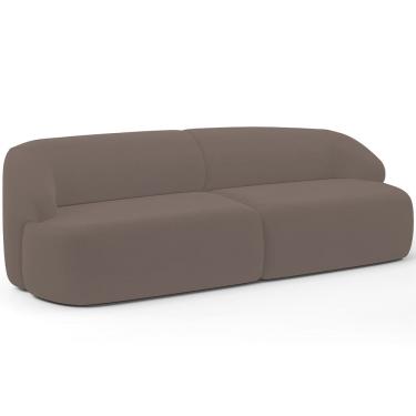 Imagem de Sofá 4 Lugares Curvo Orgânico Para Sala Living 280cm Barolo L06 Veludo Marrom - Lyam Decor