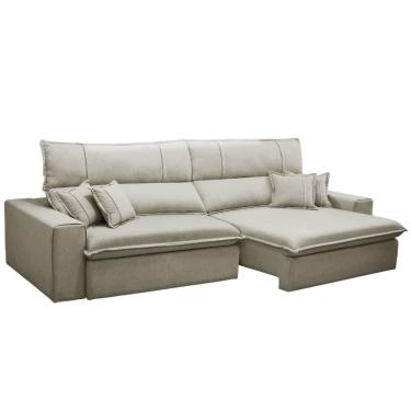 Imagem de Sofá Retrátil Reclinável Para Sala 3 Lugares 230cm Aisha F04 Veludo Bege - Lyam Decor