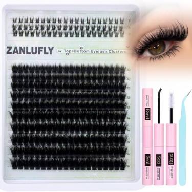 Imagem de Kit de extensão de cílios zanlufly Wispy Cluster 10-16mm com cola